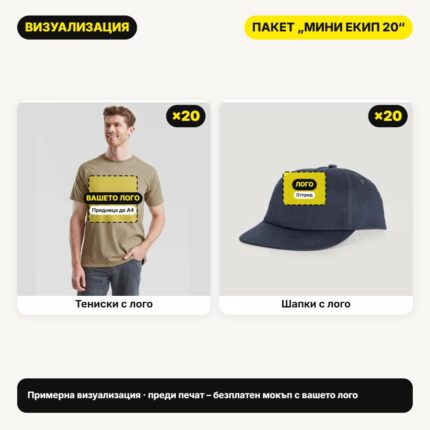 Визуализация пакет Мини екип 20 с вашето лого – Print93.BG